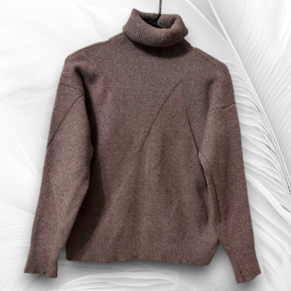 Cozy Knit Lounge Set Turtleneck Sweater & Jogger Pants Mauve Minimal Chic - Picture 6 of 6
